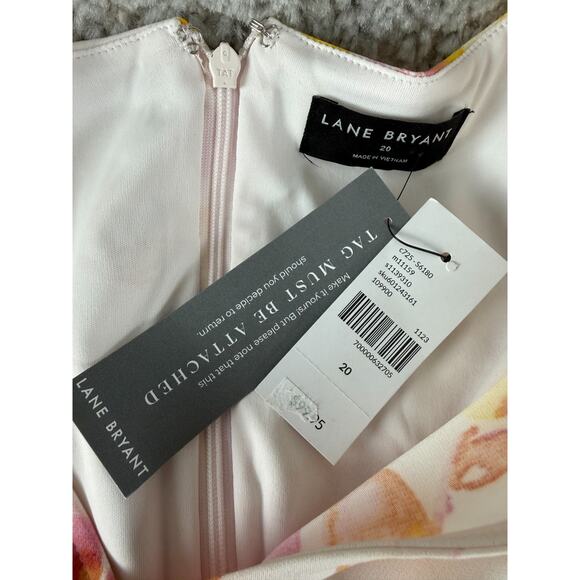 NEW Lane Bryant Plus Size 20 Floral Print Tie Front Fit Flared Midi Dress - Picture 7 of 10